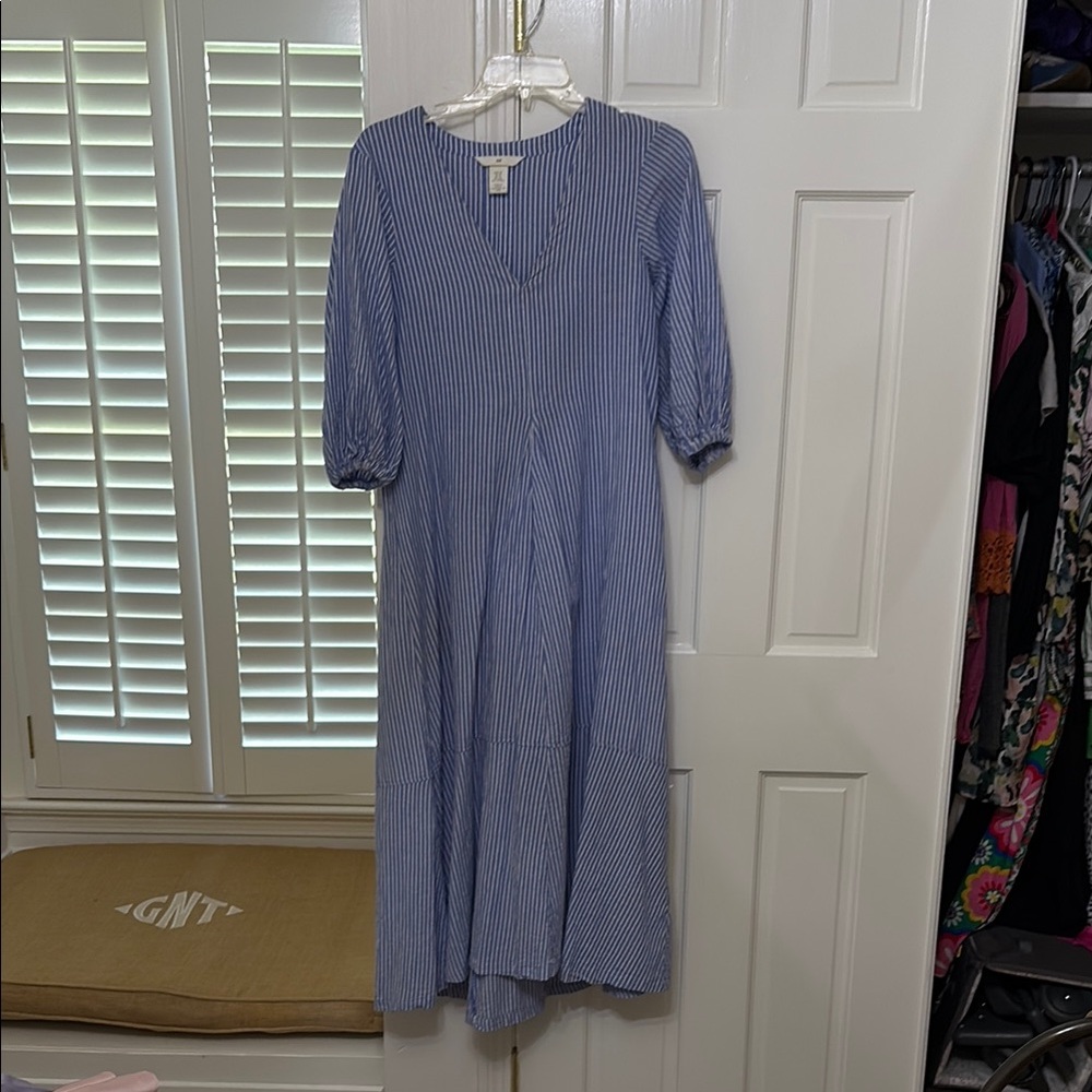 H&M Blue Puff Sleeve Midi Sundress